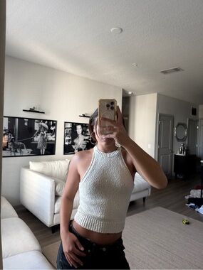 Roxy Cream Knit Halter Tank
